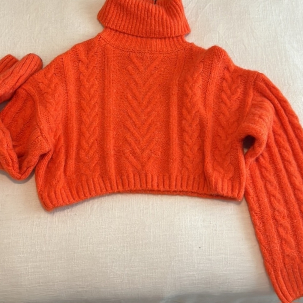Orange cropped sweater, size small